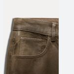 ZARA NWT RELAXED MID-WAIST WAXED JEANS In Brown US -6 Photo 4