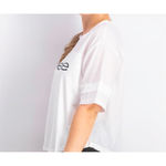 Bebe Sport Crop Top Relaxed Fit Black Shirt Spellout Logo Mesh Panel Size Medium Photo 5