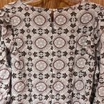 Loft Medallion Print Ruffle Shoulder Bubble Hem Long Sleeve Blouse Top Size XL Photo 12
