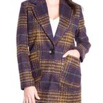 Kensie NWT   Women's Long Plaid Houndstooth Coat with Patch Pockets Woolblend Photo 3
