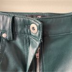 7 For All Mankind Green Faux Leather Pants Pockets zip button retro biker solid Photo 6
