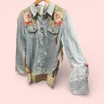 Beautiful NWT Aratta Silent Journey chambray floral gold embroidery boho shirt Pink Photo 1