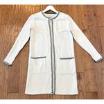 Magaschoni white with black whip stitch detail open cardigan coat xs Photo 4