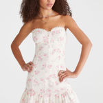 Aeropostale New Floral Strapless Drop-Waist Mini Dress Photo 0