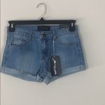 Cuffed Denim Shorts American Flag Blue Photo 5