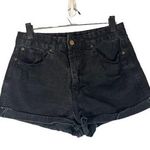 Farm Rio Black Lightly Distressed Cuffed Classic Denim Jean Shorts Women Sz 40 M Photo 0