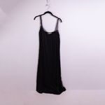 Let Me Be Anthropologie Eyelash Trim Lace Strap Satin Slip Midi Dress Black XS Photo 0