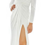 Mac Duggal Ieena‎ By  Style No. 26554 White Size 10 Maxi Photo 0