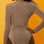SheIn  Taupe Long Sleeve Slinky Cut-Out Bodysuit Photo 1