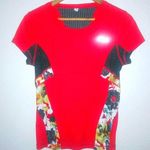 FILA  Performance M Running Short Sleeved Mesh Insert Floral Design Top Photo 0