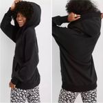 Aerie  Cozy Up Waffle Knit Sweater Hoodie Size Small Oversized V Neck Black Photo 5