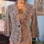 About A Girl  Black and White Woven Knit Single Button Blazer Jacket Photo 0
