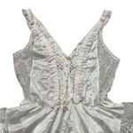 Vintage Tosca Lingerie Teddy Silky White Nylon Pink Rib Ruffle Lace Size Small Photo 1