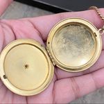 Vintage Burgundy Enamel Faux Mini Pearl Flower Ornate Gold Photo 13