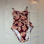 Emerald Red and White One Piece Swimwear Size Medium Red Photo 3