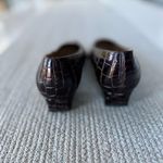 Vintage Nina Dark Brown Crocodile Patent Low Block Heel Ballet Flats Sz 7.5 Photo 2