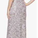 Alex Evenings NWT Women's Long Corded Lace with Surplice Neckline Mauve Size 4 Photo 1