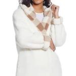 Weatherproof Beige Plaid Ivory Reversible Sherpa Hooded Cardigan S/M Photo 3