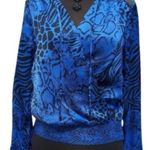 Cache Silk pLeather Shoulders Top New Faux Wrap Shirred Waist Animal NWT $138 Photo 3