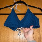 Xhilaration Woven Knit Blue Swimsuit Top Photo 0