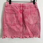 ZARA Pink Acid Wash Frayed Hem Denim Mini Skirt Size Small Photo 4