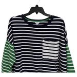 Crown & Ivy Navy White Green Dolman Sleeve Long Sleeve Pocket Tee Size Large Photo 1