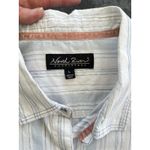 North River Button Up Roll Sleeve Stripe White Shirt White Large Business Casual Photo 4