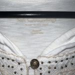 Soft Surroundings Womens Embroidered Top Size M Hooded Beaded 3/4 Sleeve Button Photo 2