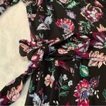 Leota  size large black floral knee length dress tie waist stitch fix faux wrap Photo 10