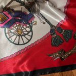 Vintage Royal EQUESTRIAN Horses and Carriages oversized square Silky Scarf 35/35 Multiple Photo 6