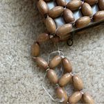 Vintage Small Tan Wooden Bead Japanese Purse Photo 5