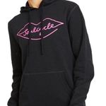 SoulCycle Black Spell Out Logo Lips Graphic Fleece Lined Hoodie Women’s Sz Small Photo 0