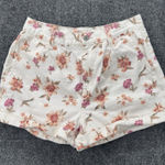 American Eagle American‎ Eagle Mom Short Womens 8 Cream Pink Floral Denim High Waist Cuffed Photo 0