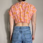 ZARA  Pink Orange Front Cross Crop Top Size Medium Photo 2