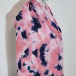 C.C Exclusives Navy and Pink Knit Scarf One Size Fuzzy Pink Tie Photo 1
