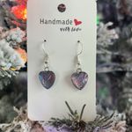 Handmade Acrylic Pour Dangle Heart Earrings Hypoallergenic Jewelry ARTISAN Photo 1