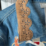 Vintage Embroidered Western denim jacket Cotton Button Down Shirt cowboy boots Blue Size M Photo 6