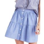 Madewell  Bistro Sky Blue Striped Mini Skirt Photo 0