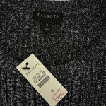 Talbots NWT  Woven Knit Sweater 100% Cotton Long Sleeve Navy Crew Pullover Small Photo 5