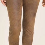 Chico's Stretch Brown Coated Faux-Suede Worn Luggage Slim Pants Size 14 Photo 0