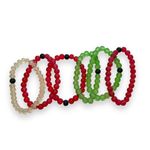 Womens Fashion Bracelets Set of 6 Beaded Stretch Red White Green Photo 6