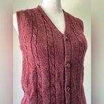 Vintage Y2K Le Tigre Burgundy Wool Blend Cable Knit V Photo 3