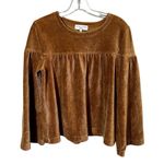 Madewell  Women's Brown Corduroy Swing Blouse Size Small Boxy Long Bell Sleeve Photo 0