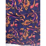 Vintage Hana Sung Women's Silk Paisley Short Sleeve Blouse Navy Pink Orange S Blue Photo 5