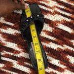 Brighton Tula Whimsygoth Coquette Black leather floral faux pearl sandals thong kitten heels pumps embellished Photo 6