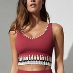 Carbon38 La Plage Crochet Banded Sports Bra, Red/Nude/Silver, Sz XS Red Photo 0