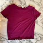 BP NWOT . Cropped Burgundy Short Sleeve Ribbed Lettuce EdgeTee Size Small Photo 3