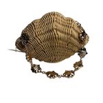 Tommy Bahama Wicker Seashell Clamshell Purse with Gold Handle Coastal Beach Bag Photo 4