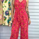 Free People Hot Tropics Pink Floral Palazzo Jumpsuit Photo 0