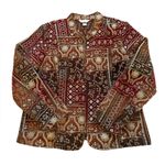 Christopher & Banks Christopher Banks Jacquard Tapestry Blazer Jacket Full Zip Burgundy Womens XL Photo 0